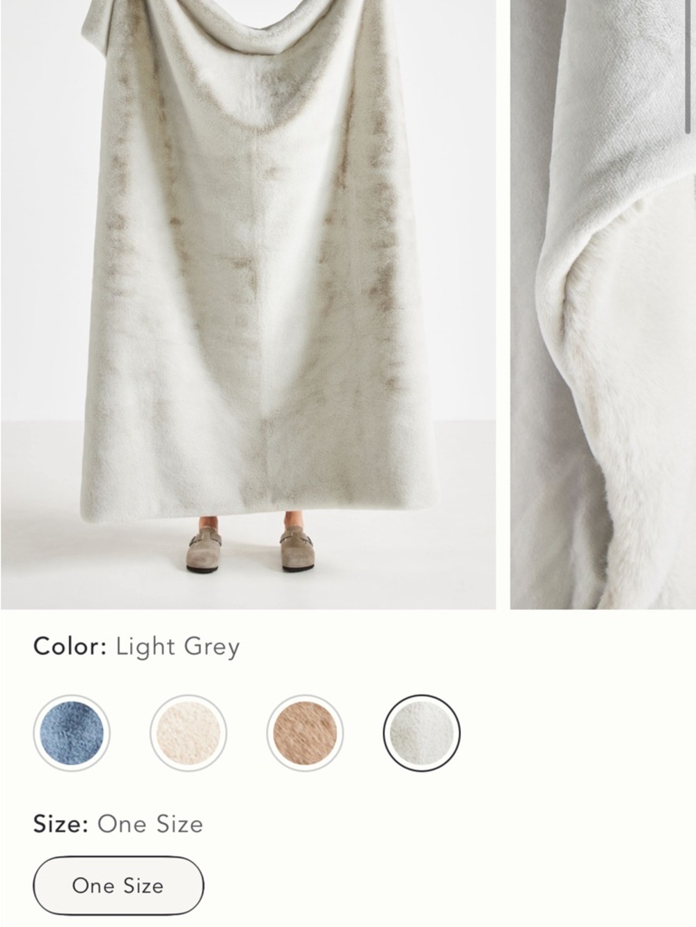 Anthropologie Sophie Faux-Fur Gray Throw Blanket